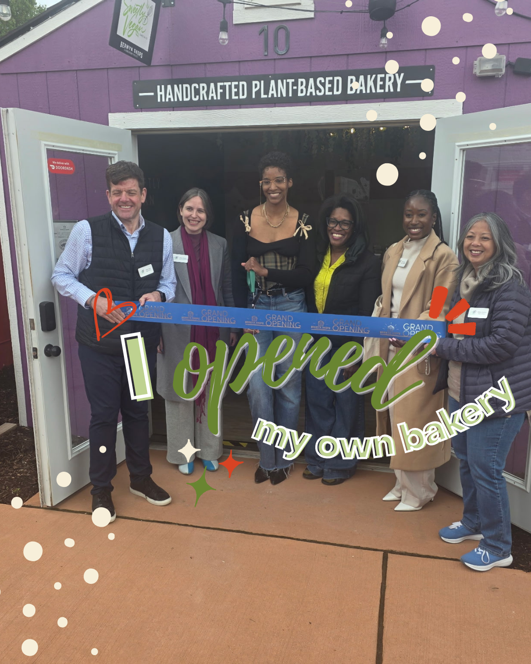 Sweetly Vegan grand opening ribbon cutting at Berwyn Shops